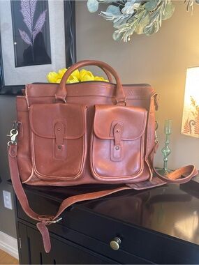 Clava Vintage Leather Messenger Bag Satchel Briefcase Crossbody. Made in Mexico
